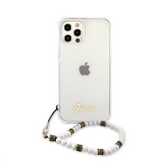 GUHCP12LKPSWH Guess PC Script and White Pearls Case for iPhone 12 Pro Max Transparent цена и информация | Чехлы для телефонов | hansapost.ee