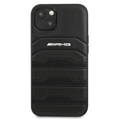 AMG AMHCP13MGSEBK Leather Debossed Lines Back Case For Apple iPhone 13 Black hind ja info | Telefonide kaitsekaaned ja -ümbrised | hansapost.ee