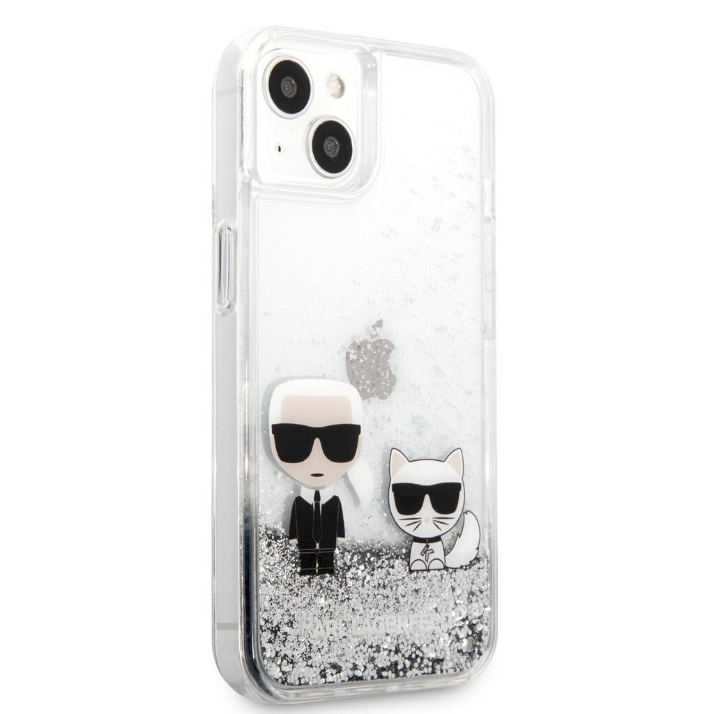 KLHCP13MGKCS Karl Lagerfeld Liquid Glitter Karl and Choupette Case for iPhone 13 Silver цена и информация | Telefonide kaitsekaaned ja -ümbrised | hansapost.ee