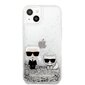 KLHCP13MGKCS Karl Lagerfeld Liquid Glitter Karl and Choupette Case for iPhone 13 Silver цена и информация | Telefonide kaitsekaaned ja -ümbrised | hansapost.ee