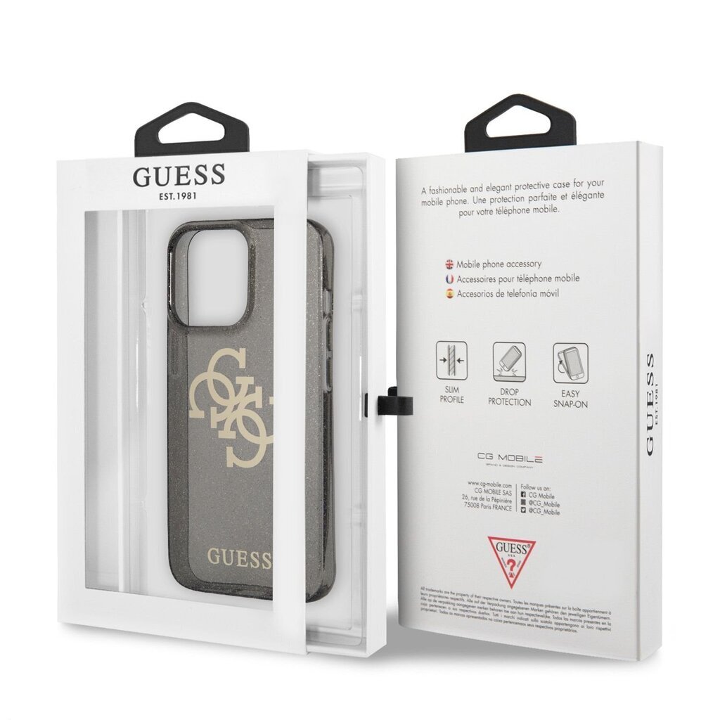 Telefoni kaaned Guess sobib iPhone 13 Pro Max, must / glitter hind ja info | Telefonide kaitsekaaned ja -ümbrised | hansapost.ee