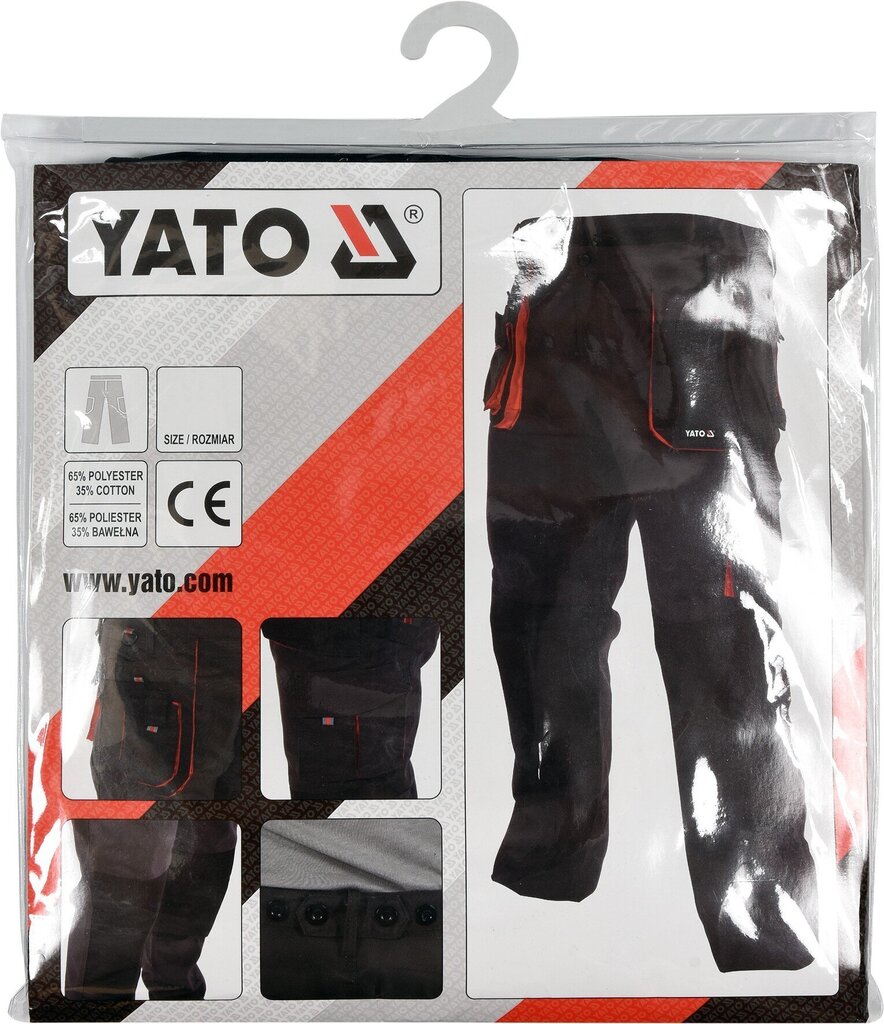 Tööpüksid must/punane, Yato цена и информация | Tööriided | hansapost.ee