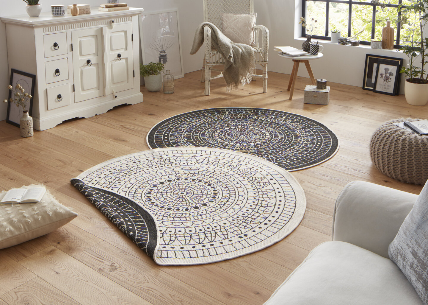 Vaip NORTHRUGS Twin Porto Black Cream, 200x200 cm hind ja info | Vaibad | hansapost.ee