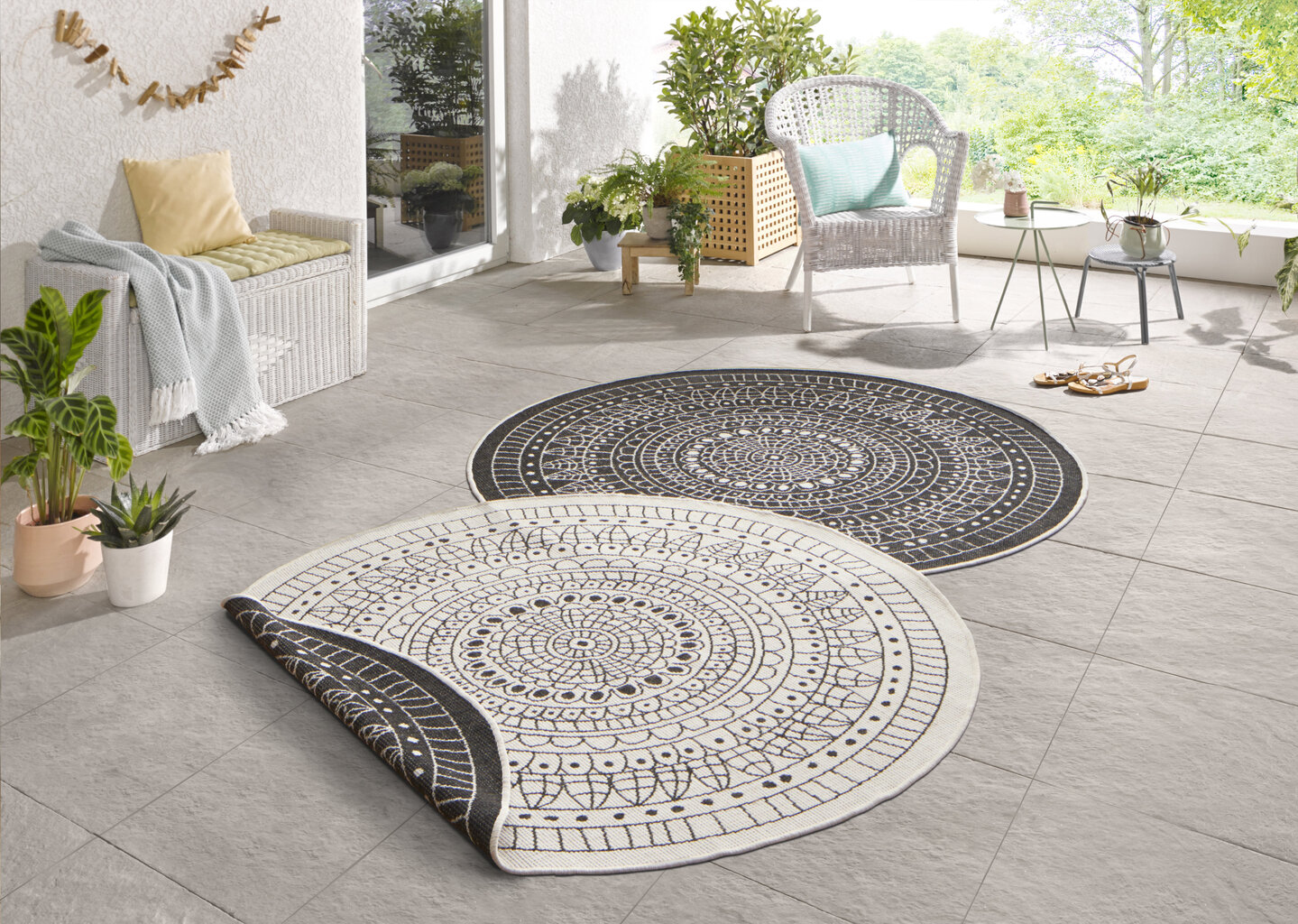 Vaip NORTHRUGS Twin Porto Black Cream, 140x140 m цена и информация | Vaibad | hansapost.ee