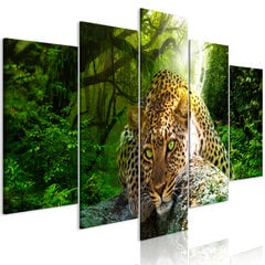 Maal - Leopard Lying (5 Parts) Wide Green hind ja info | Seinapildid | hansapost.ee