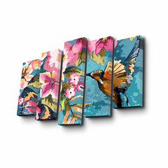 Репродукция из пяти частей Птица и цветы цена и информация | Репродукции, картины | hansapost.ee