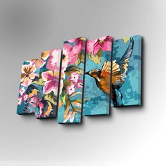 Репродукция из пяти частей Птица и цветы цена и информация | Репродукции, картины | hansapost.ee