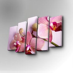Репродукция из пяти частей Орхидея цена и информация | Настенные деревянные декорации | hansapost.ee