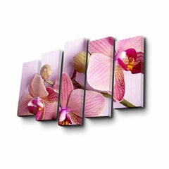 Репродукция из пяти частей Орхидея цена и информация | Настенные деревянные декорации | hansapost.ee