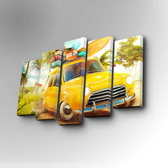 Репродукция из пяти частей Желтый автомобиль цена и информация | Настенные деревянные декорации | hansapost.ee
