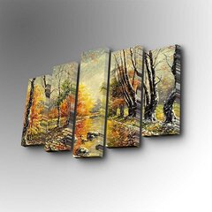 Репродукция из пяти частей Снег в лесу осенью цена и информация | Настенные деревянные декорации | hansapost.ee