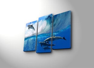 Kolmeosaline reproduktsioon Delfiin цена и информация | Настенные деревянные декорации | hansapost.ee