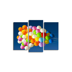 Kolmeosaline reproduktsioon Värvilised õhupallid цена и информация | Настенные деревянные декорации | hansapost.ee