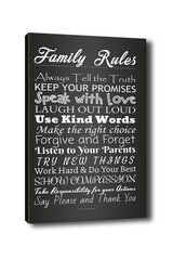 Репродукция Family rules (black and white) цена и информация | Настенные деревянные декорации | hansapost.ee