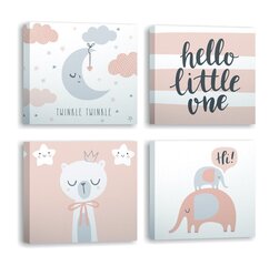 Neljaosaline reproduktsioon Hello little one цена и информация | Настенные деревянные декорации | hansapost.ee