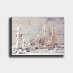 Репродукция на холсте Маяк с кораблем цена и информация | Настенные деревянные декорации | hansapost.ee