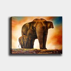 Репродукция Слон со слоненком цена и информация | Настенные деревянные декорации | hansapost.ee