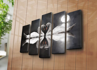 Репродукция из пяти частей Лебеди в лунном свете цена и информация | Настенные деревянные декорации | hansapost.ee