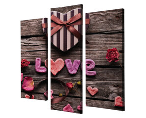 Репродукция из трех частей Love цена и информация | Настенные деревянные декорации | hansapost.ee