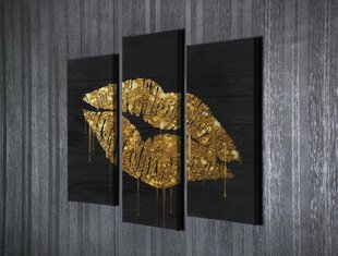 Kolmeosaline reproduktsioon Kuldne suudlus цена и информация | Настенные деревянные декорации | hansapost.ee