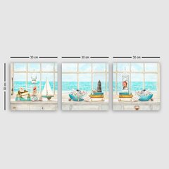Репродукция из трех частей 
Окно в море цена и информация | Настенные деревянные декорации | hansapost.ee