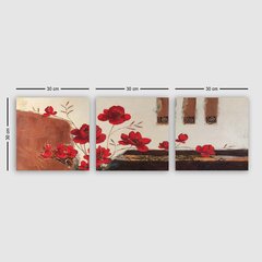 Kolmeosaline reproduktsioon Punased lilled цена и информация | Репродукции, картины | hansapost.ee