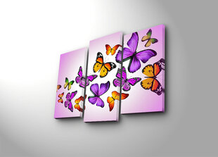 Репродукция из трех частей Орхидея и бабочка цена и информация | Настенные деревянные декорации | hansapost.ee