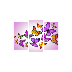 Репродукция из трех частей Орхидея и бабочка цена и информация | Настенные деревянные декорации | hansapost.ee