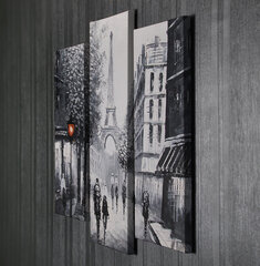 Репродукция из трех частей Парижская улочка цена и информация | Настенные деревянные декорации | hansapost.ee