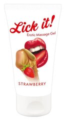 Lick it! массажный гель Erotic Massage Gel Strawberry,  50 ml цена и информация | Массажные масла | hansapost.ee