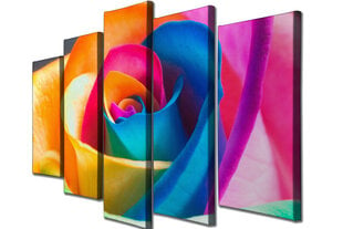 Репродукция из пяти частей Цветной цветок розы цена и информация | Настенные деревянные декорации | hansapost.ee