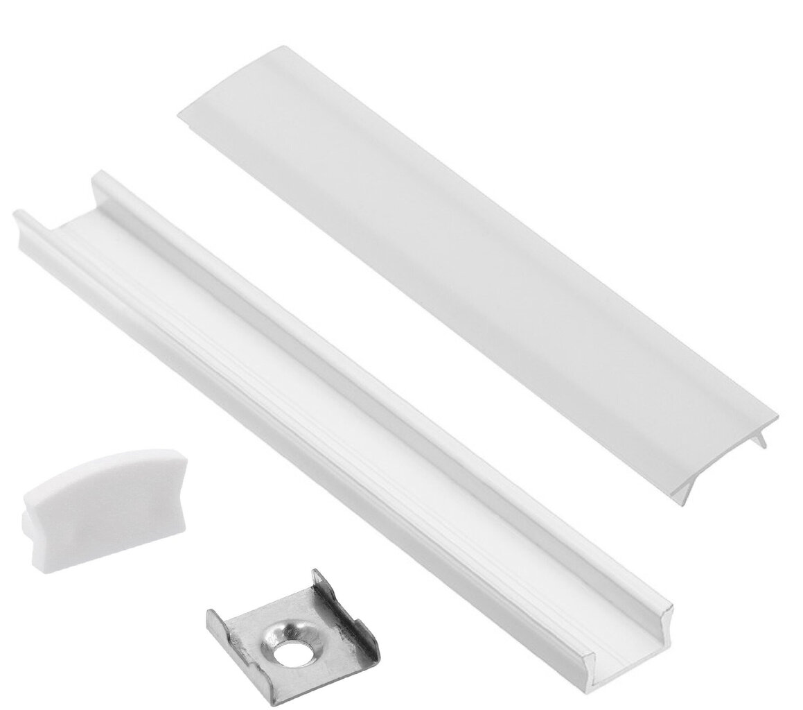 Alumiiniumprofiil LED-ribale Eurolight, pinnapealne, 1m, valge цена и информация | Valgusribad ja LED ribad | hansapost.ee