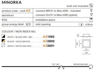 Sisseehitatud valgusti Azzardo Minorka White hind ja info | Süvistatavad LED valgustid | hansapost.ee