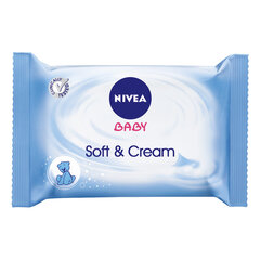 Влажные салфетки для младенцев Nivea Baby Soft & Cream, 63 шт цена и информация | Ватная продукция, влажные салфетки | hansapost.ee