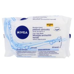 Niisked salvrätikud Nivea Micellar 3in1, 25 tk цена и информация | Ватная продукция, влажные салфетки | hansapost.ee