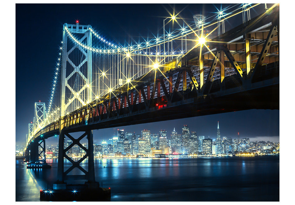 Fototapeet - Bay Bridge at night hind ja info | Fototapeedid | hansapost.ee