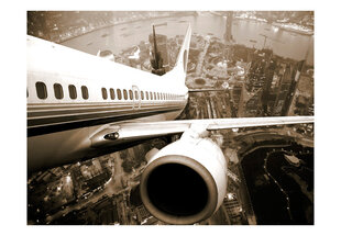 Fototapeet - Airplane taking off from the city цена и информация | Фотообои | hansapost.ee