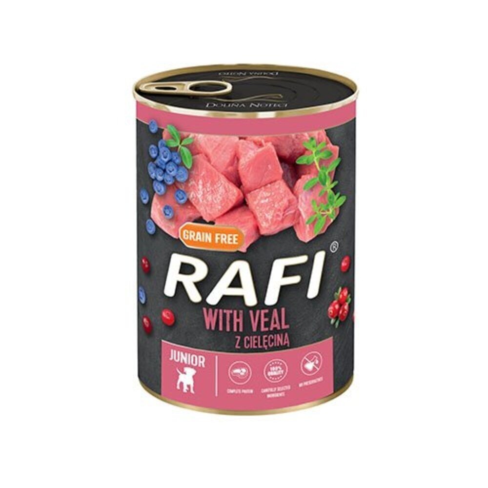 Rafi Dog Junior vasikalihaga, 400 g hind ja info | Koerakonservid | hansapost.ee