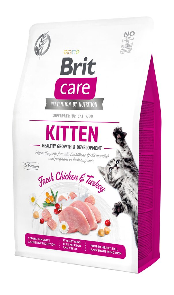 Brit Care Cat Grain-Free Kitten Healthy Growth kassitoit 7 kg цена и информация | Kassi kuivtoit ja kassikrõbinad | hansapost.ee