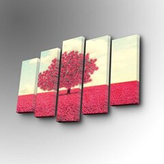 Репродукция из пяти частей Розовое дерево цена и информация | Настенные деревянные декорации | hansapost.ee