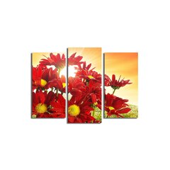 Kolmeosaline reproduktsioon Punased lilled hind ja info | Seinapildid | hansapost.ee