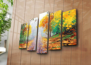 Репродукция из пяти частей Осенний лес цена и информация | Настенные деревянные декорации | hansapost.ee