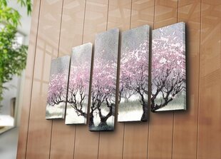 Репродукция из пяти частей Цветущие деревья цена и информация | Настенные деревянные декорации | hansapost.ee