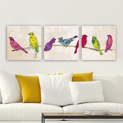 Репродукция из трех частей Птицы цена и информация | Репродукции, картины | hansapost.ee