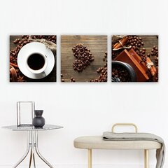 Репродукция из трех частей Кофе цена и информация | Настенные деревянные декорации | hansapost.ee
