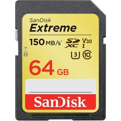 Mälukaart Secure Digital Extreme 64GB, 150/60MB/s hind ja info | Fotoaparaatide mälukaardid | hansapost.ee
