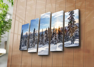 Репродукция из пяти частей Снежные ели цена и информация | Настенные деревянные декорации | hansapost.ee