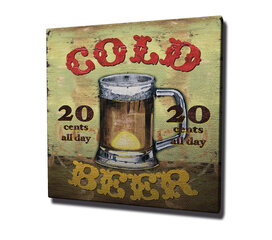 Репродукция Gold beer цена и информация | Настенные деревянные декорации | hansapost.ee