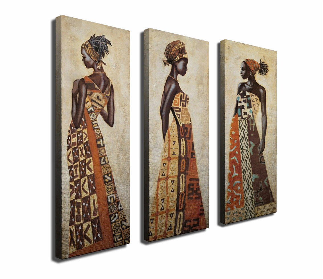 Kolmeosaline reproduktsioon Aafrika naised цена и информация | Seinapildid | hansapost.ee