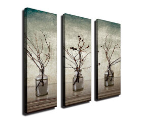 Репродукция из трех частей Ветви в вазах цена и информация | Настенные деревянные декорации | hansapost.ee
